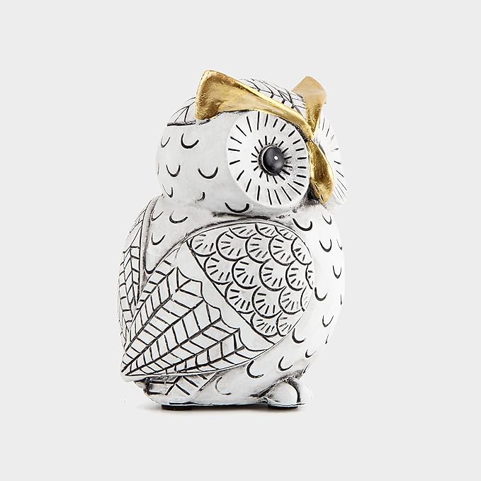 Owl Statue for Home Decor Accents,Owl Decor for Bookshelf Bedroom Living Room Office Table Desk Mantle TV Stand Boho Decoration,Modern Shelf Decor Accents Animal Sculptures for Birds Lovers,Owls Gift-Ruum Studio Home