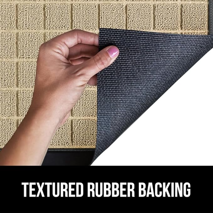 GORILLA GRIP 100% Waterproof All-Season WeatherMax Doormat US Designed Natural Rubber, Stain and Fade Resistant, Low Profile Indoor Outdoor Door Mats, Easy Clean Patio Mat, 17x29, Taupe Grid-Ruum Studio Home