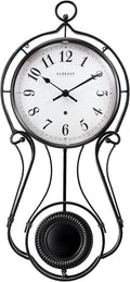 CLXEAST 20 Inch Black Metal Pendulum Wall Clock, Large Schoolhouse Regulator Wall Clocks for Living Room Decor,House Warming Gifts New Home,Gifts for Women-Ruum Studio Home