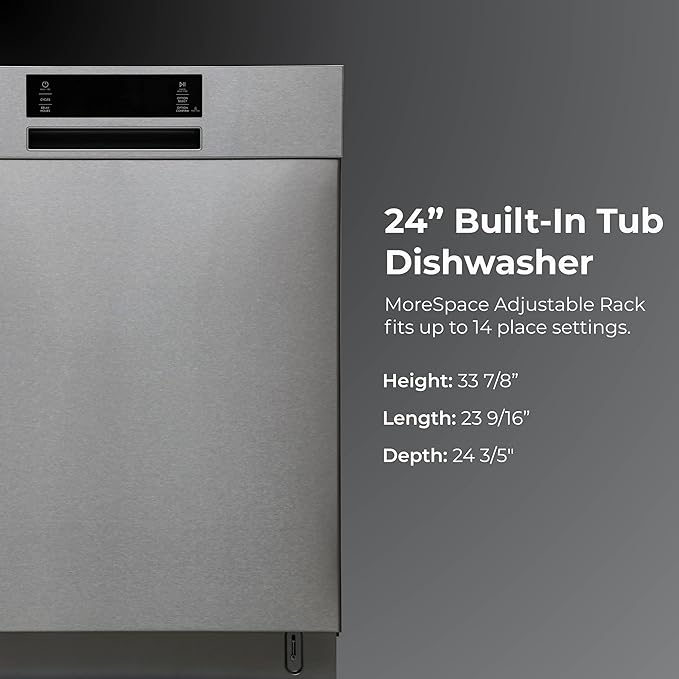 Kenmore 24" Built-in Stainless Steel Tub Dishwasher SmartWash, UltraWash, SmartDry Plus, MoreSpace Adjustable Rack, Energy Star Certified, Fingerprint Resistant-Ruum Studio Home