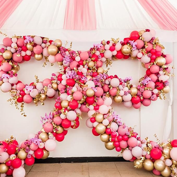 130pcs Hot Pink Balloons Different Sizes 18" 12" 10" 5" Dark Pink Balloons for Birthday Graduation Baby Shower Wedding Anniversary Princess Theme Party Valentine's Day Decorations-Ruum Studio Home