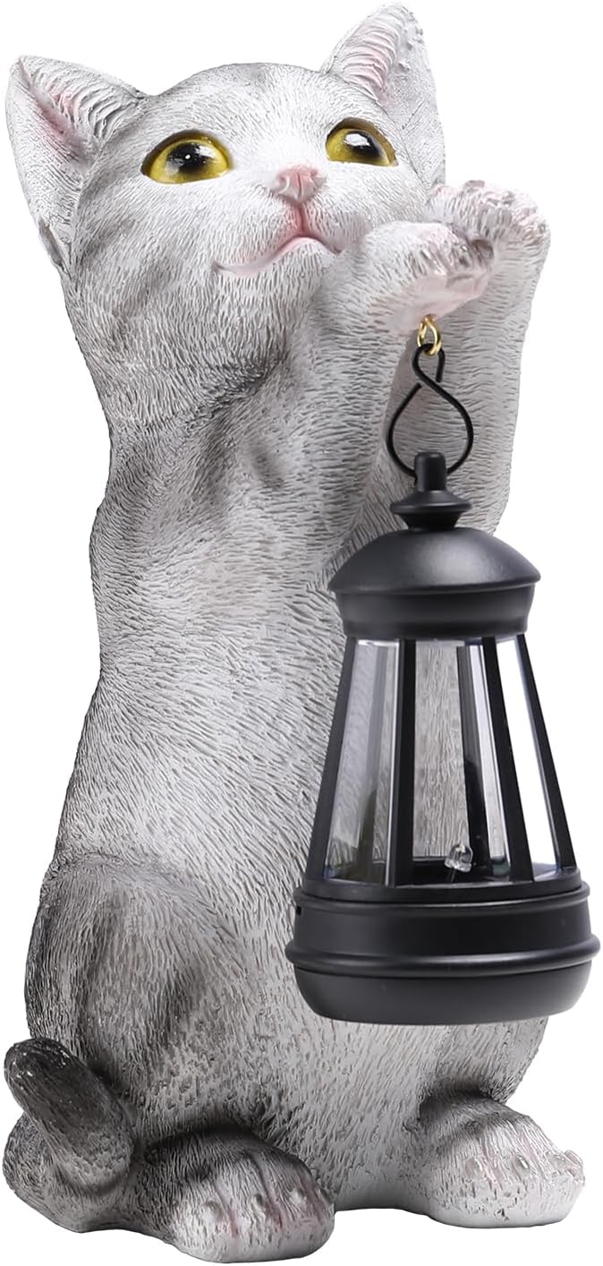 Solar Cat Garden Statue: Outdoor Cat Statues for Garden with Lights for Yard Art Lawn Ornaments Porch Patio Balcony Home House - Gardening Gifts for Women Grandma Mom-Ruum Studio Home