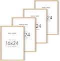 HAUS AND HUES Picture Frames 16x24 - Set of 4 Standalone Beige Oak Frame 16x24 Picture Frames for Wall, Poster Frames 16x24, 16 x 24 Gallery Wall Frame Set, 16 by 24 Picture Frame (Beige Frame)-Ruum Studio Home
