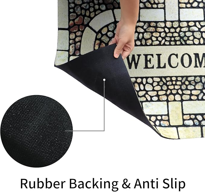 Door Mat Welcome Mat, Heavy Duty Door Mat 23.6 x 35.4 Inch Front Door Mat Rug Doormat for Outdoor Entrance Home Non-Slip Rubber Rug for Front Door, Outside, Entryway, Patio (Yellow Welcome)-Ruum Studio Home