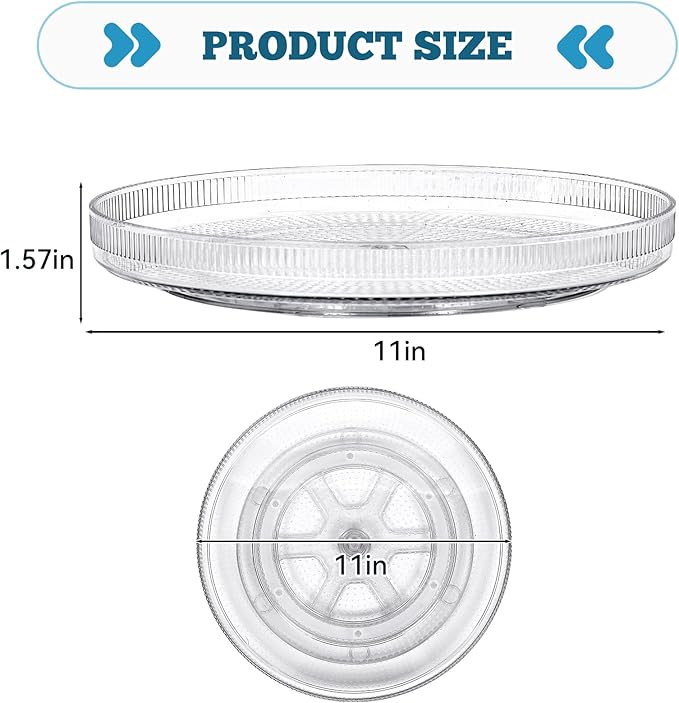 FreshKeeper Plastic Lazy Susan Organizer, Clear Pantry Shallow Lazy Susan Turntable for Cabinet and Kitchen 11’’-Ruum Studio Home