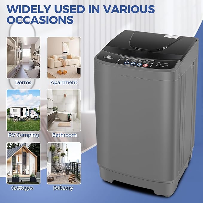 Nictemaw Portable Washing Machine 20Lbs Portable Washer Machine with Drain Pump, 2.8 Cu.ft Compact Washing Machine with 10 Programs 8 Water Levels Laundry Machine for Apartment, Home, Dorms, Rv-Ruum Studio Home