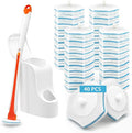 JEHONN Disposable Toilet Bowl Cleaner Wand with 40 Cleaner Refills, Wall Mounted Long Handle Compact Bathroom Scrub Brush Holder Set for Sink Bathtub Wash Basin Mop Pool (Orange)-Ruum Studio Home