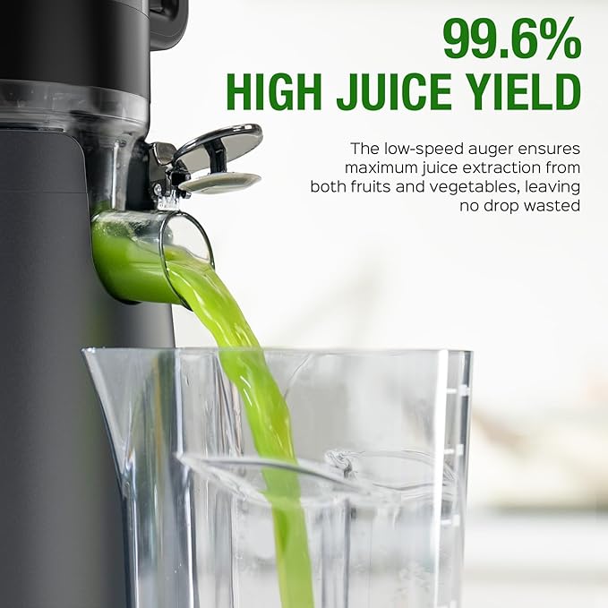Juicer Machines, TUUMIIST Cold Press Juicer with 5.3" Extra Large Feed Chute Fit Whole Fruits & Vegetables Easy to Clean, High Juice Yield, BPA Free (Gun Grey)-Ruum Studio Home