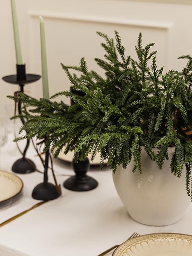 MISSPIN 12 Pcs 19.5 Inches Christmas Norfolk Pine Branches, Norfolk Pine Artificial Christmas Branches DIY Crafts Faux Pine Branches for Xmas Indoor Outdoor Home Decor-Ruum Studio Home