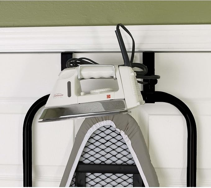 Household Essentials Over-The-Door Ironing Board with Iron Holder | Compact, Self-Closing Design with Cotton Cover and Padding | Space-Saving Ironing Board for Dorms, Apartments, and Small Spaces-Ruum Studio Home