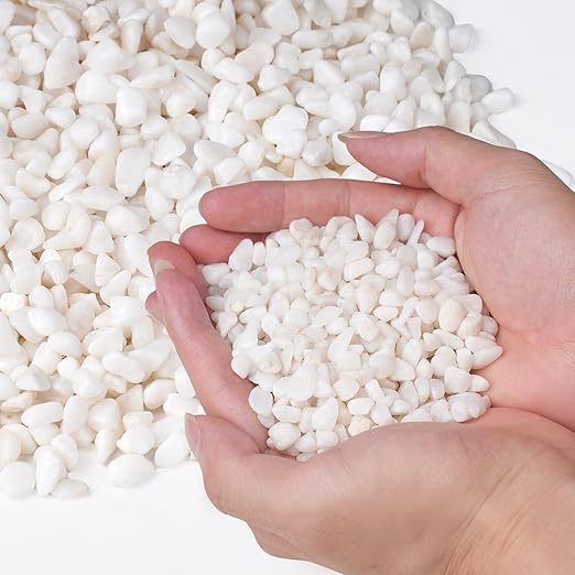 5 lbs White Aquarium Gravel, 1/5 Inch White Rocks for Plants, Small Pebbles for Vases, Succulents, Bamboo, Natural Decorative Pebbles for Plants Drainage, Cactus, Crafts-Ruum Studio Home