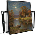 Small house by the stream under the moonlight tranquil style suitable for living room bedroom and office landscape poster wall art-Ruum Studio Home