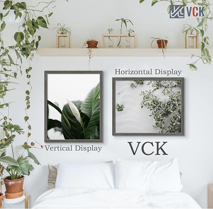 VCK 24x30 Frame Set of 3, Gray Solid Wood Poster Picture Frame, Exclusive Wood Grain, Wall Mounting Hanging-Ruum Studio Home