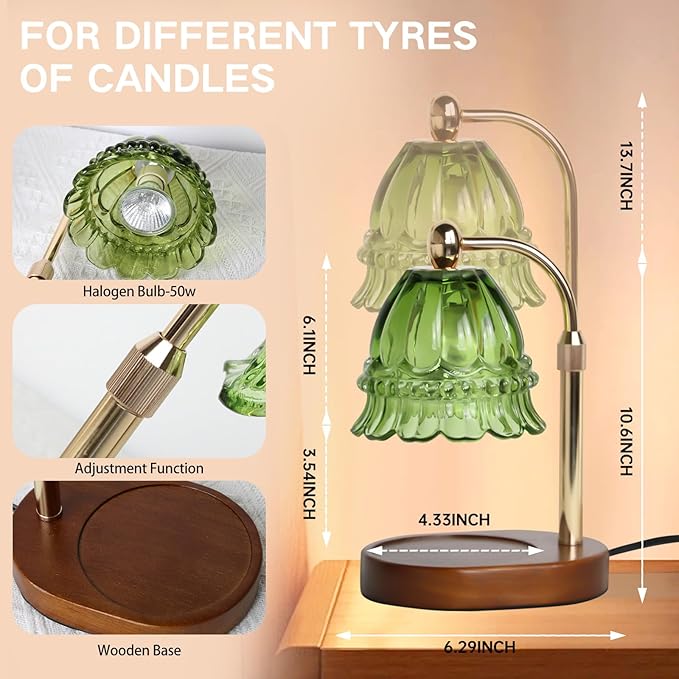 GEEZO Fragrance Candle Warmer Lamp，Electric Candle Warmer with Timer & Dimmer，Mom Christmas Birthday Gifts for Women, House Warming Gifts New Home Bedroom Decor-Ruum Studio Home