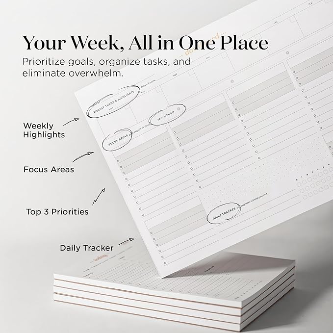 Ink+Volt Dashboard Deskpad | Undated Weekly Planner Notepad with 52 Undated Sheets, Premium Productivity Planner, Minimalist Weekly to do List for Work & Study | A4 Size | Made in the USA-Ruum Studio Home