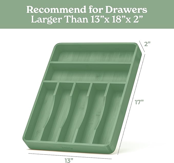SMIRLY Silverware Drawer Organizer – Bamboo Kitchen Drawer Organizer, Adjustable Utensil Holder and Cutlery Tray, Drawer Dividers for Flatware and Kitchen Utensils-Ruum Studio Home