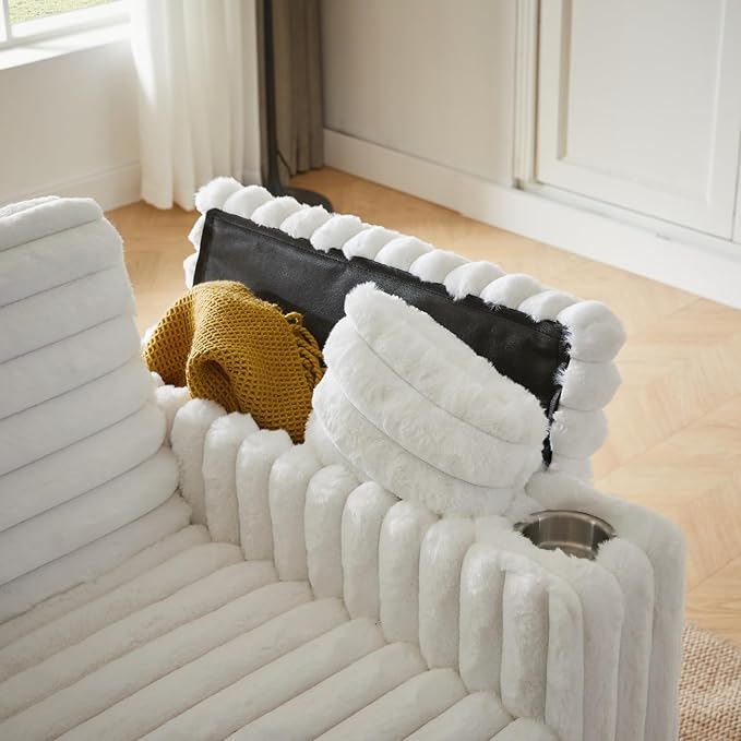57-Inch Velvet Full Size Sleeper Sofa Couch with Pullout Bed,Convertible Pull Out with Golden Decorative Strip and Adjustable Backrest for Small Spaces,Apartment, Guest Room, RV (1109White)-Ruum Studio Home