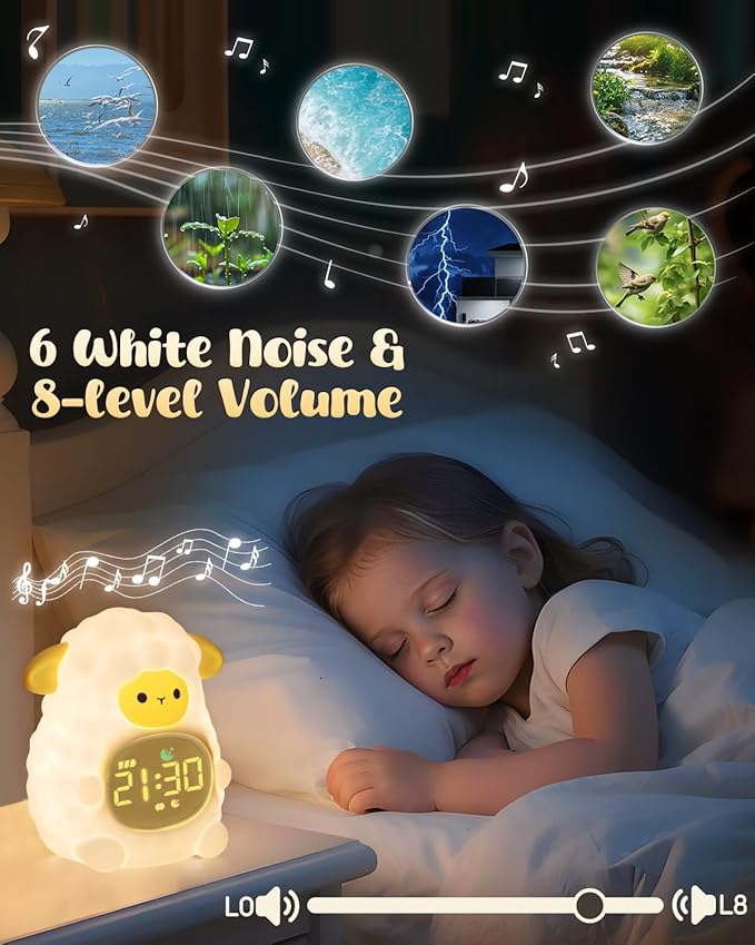 Sheep Alarm Clock for Kids with Night Light, Sleep Training Clock Time to Wake Clock, Rechargeable Silicone Light for Bedroom, Perfect Sleep Companion for Boys Girls-Ruum Studio Home