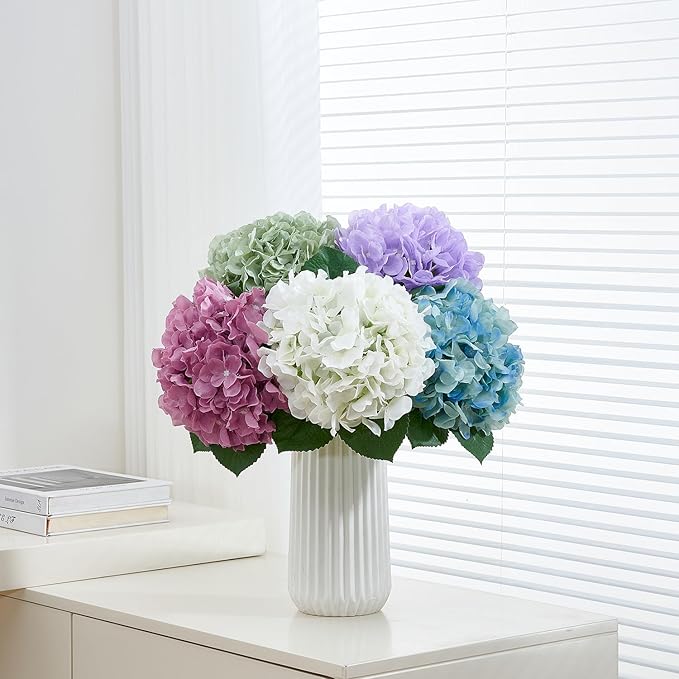 8pcs Lavender Fake Flowers Silk Hydrangea Artificial Flowers Bouquets Faux Hydrangea Stems for Home Table Centerpieces Wedding Party Decoration-Ruum Studio Home