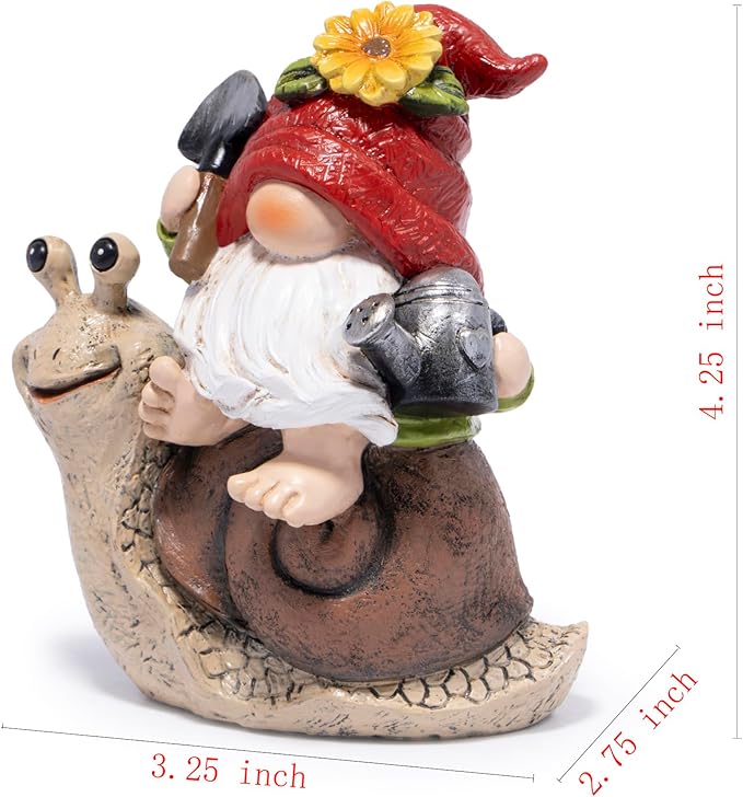 Hodao Spring Garden Gnome Decoration Flower Animal Ornaments Decor Gifts Spring Gnomes for Garden Decorations Summer Elf Figurine Gifts for Mom Outdoor Decor (Red)-Ruum Studio Home