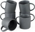 famiware Coffee Mug Set for 6, Star 12 oz Catering Mugs Cup Set with Handle for Coffee, Tea, Cocoa, Milk - Ceramic Stoneware Drinkware Set, Matte Dark Charcoal-Ruum Studio Home