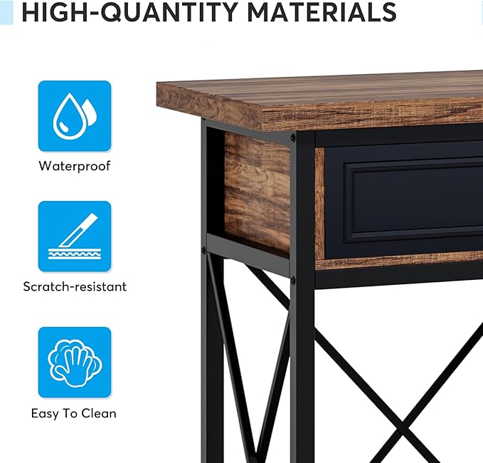 Tribesigns 70.8" Console Table with 3 Drawers, Farmhouse Entryway Table with Storage Shelf, Narrow Long Sofa Foyer Table for Entryway, Hallway (Brown/Black)-Ruum Studio Home