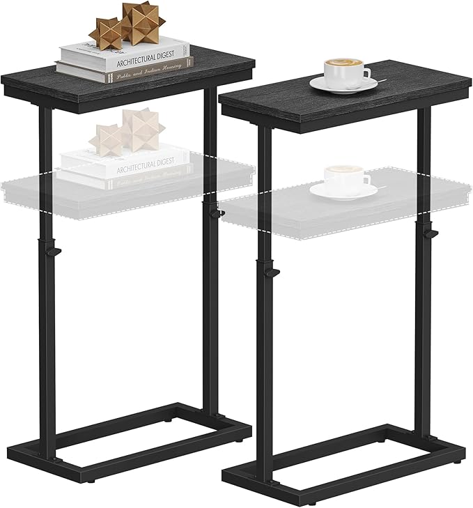 TUTOTAK End Table, Side Table, Tall Couch Table, Sofa Table, Living Room, Bedroom, Black TB01BK0832-Ruum Studio Home