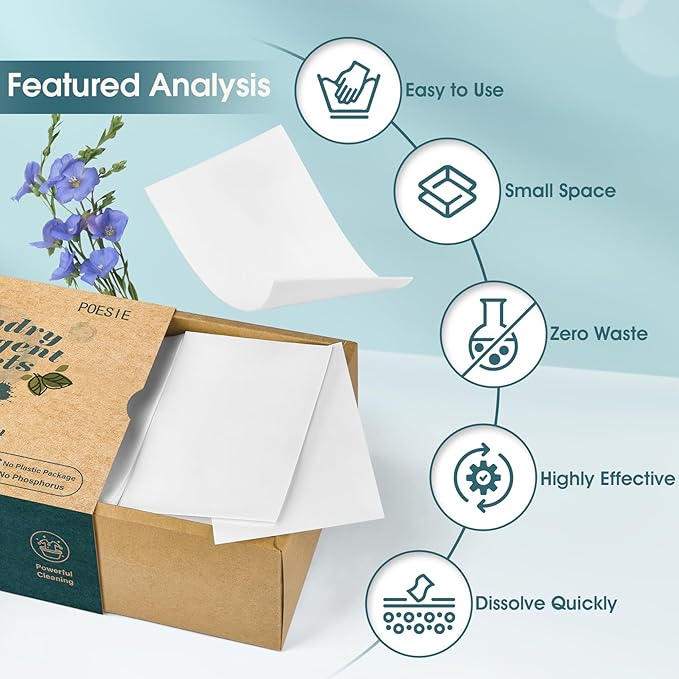 Poesie Laundry Detergent Sheet Fresh Linen Scent 320 Sheets Travel Laundry Kit No waste Portable Washing Sheets Detergent for Machine Wash & Hand Wash-Ruum Studio Home