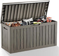 81 Gallon Outdoor Storage Box Waterproof, UV Resistant Resin Deck Box with Hydraulic Rod, Lockable Design and Enhanced Durability for Patio, Garden, and Poolside Use-Ruum Studio Home