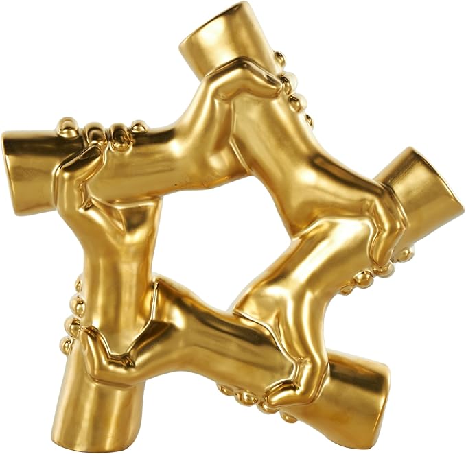 Deco 79 Ceramic Hands Decorative Sculpture Gripping Home Decor Statue, Accent Figurine 13" x 4" x 13", Gold-Ruum Studio Home