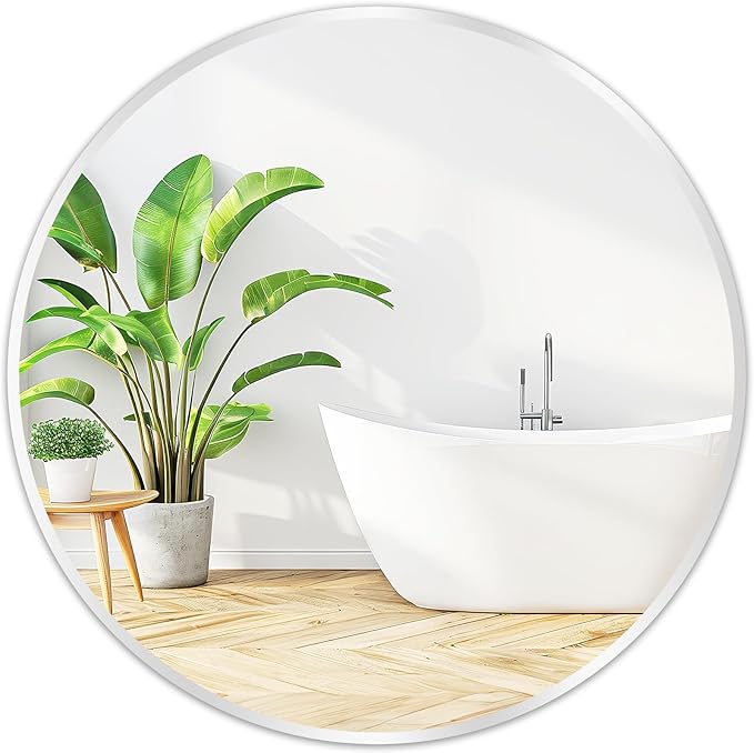 Fabuday Silver Circle Mirror for Wall 20 inch - Round Mirror for Bathroom, Entryway, Living Room, Hallway, Bedroom Decor, Small Matte Frame Mirrors-Ruum Studio Home