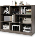 Tangkula 8-Cube Bookcase, Wood 3 Tier Open Storage Bookshelf, Modern Multipurpose Display Cabinet for Living Room, Study, Reading Nook, 48 x 12.5 x 36.5 Inch, Grey-Ruum Studio Home