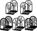 Faccito 5 Pairs Book Ends, Black Metal Bookends for Shelves Decorative, Non Skid Tree Stopper and Flower Shelf Holder for Heavy Books, Home Office School Supplies (Classic)-Ruum Studio Home