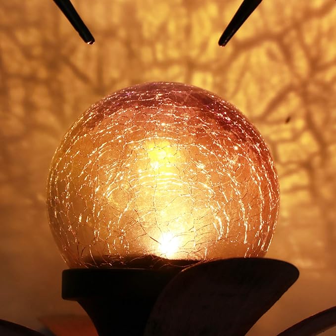 VCUTEKA Solar Lights Outdoor Metal Garden Stake Waterproof Crackle Glass Globe Garden Decor Hummingbird for Pathway, Lawn, Patio, Yard-Ruum Studio Home