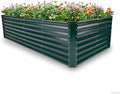 GARDMAX 8x4x2FT Galvanized Raised Garden Bed Kit, Metal Planter Boxes Outdoor with Easy Assembly, Large Garden Bed for Vegetables, Fruits, Flower, Herbs Rectangle Dark Green-Ruum Studio Home
