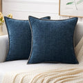 MIULEE Pack of 2 Couch Throw Pillow Covers 16x16 Inch Navy Blue Farmhouse Decorative Pillow Covers with Stitched Edge Soft Chenille Solid Dyed Spring Pillow Covers for Sofa Bed Living Room-Ruum Studio Home