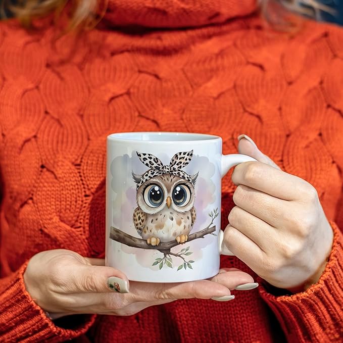JINYO Coquette Leopard Bow Owl Mug, Cute Owl Coffee Cup, Gifts for Owls Lovers Women, Cute Wild Animal Ceramic Coffee Tea Mug 11 oz-Ruum Studio Home