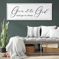 Give It To God And Go To Sleep Sign Wall Decor 40x15 Inch Large Farmhouse Master Bedroom Above Bed Hanging Wall Art Rustic Guest Room Wood Framed Over Bed Wall Decoration (White)-Ruum Studio Home