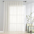 FMFUNCTEX Linen Sheer Sliding Door Curtains for Bedroom, Beige Curtains 108 Inches Long Window Curtain Drapes for Living Room, Natural Patio Glass Door Extra 100 Wide Curtain, Rod Pocket 1 Panel-Ruum Studio Home