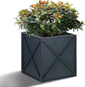 BAYN Metal Square Planter Box Tall Planters for Outdoor Plants Modern Heavy Duty with Drainage Holes for Outside Indoor Patio Deck - Grey, 17”x 17”x 18”-Ruum Studio Home