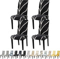 JQinHome Black Chair Covers for Dining Room Set of 4, High Stretch Removable Washable Parsons Chair Slipcover for Home Party Hotel Wedding Ceremony (4PCS, Geometric)-Ruum Studio Home
