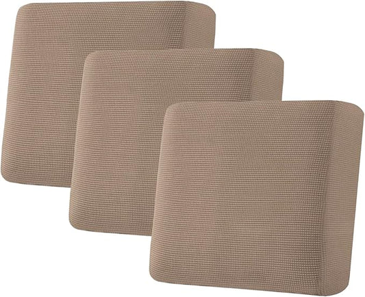 H.VERSAILTEX Super Stretch Individual Seat Cushion Covers Sofa Covers Couch Covers Slipcover Sets Thick Jacquard Textured Twill Fabric (3 Piece XL Sofa Cushion Covers, Macchiato)-Ruum Studio Home