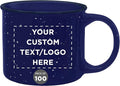 DISCOUNT PROMOS Custom Ceramic Campfire Coffee Mugs 13 oz. Set of 100, Personalized Bulk Pack - Perfect for Tea, Espresso, Cappuccino, Hot Cocoa - Blue-Ruum Studio Home