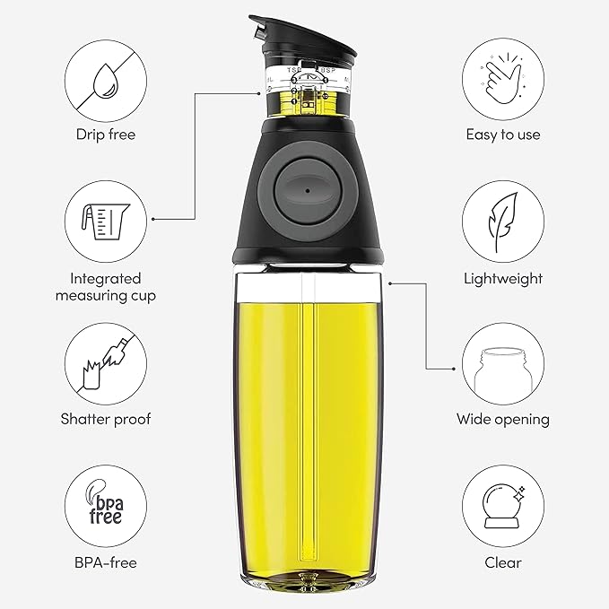Olive Oil Dispenser Bottle with Pump - Oil Dispenser for Kitchen, Glass Oil and Vinegar Dispenser Set, Measured Cruet for Cooking - Ideal Oil Bottles for Kitchen Gadgets & Gifts, 2 Pack-Ruum Studio Home
