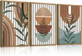 Large Boho Mid Century Wood Wall Art Set,Modern Geometric Leaves Artwork Bohemian Wall Sculptures,Abstract Minimalist Wooden Wall Decor for Living Room Bedroom Office-16 x24 x3-Ruum Studio Home