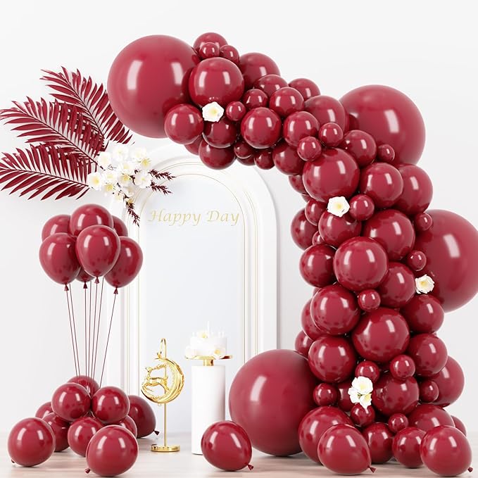 130pcs Burgundy Balloons Different Sizes 18" 12" 10" 5" Wine Red Balloons for Birthday Graduation Bride Baby Shower Wedding Decorations-Ruum Studio Home