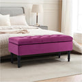 Ottoman with Storage Velvet Storage Bench Holds Up to 500 lbs Ottomans Upholstered Bench with Seating for Bedroom, Living Room, Purple-Ruum Studio Home