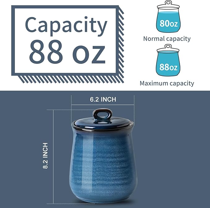 Hasense Ceramic Canister with Airtight Lid for Kitchen Counter, 88 Ounce Large Ceramic Food Storage Jar with Seal Ring for Serving Flour, Grain, Cereal, Pasta, Coffee, Sugar, Tea and Spice, Navy-Ruum Studio Home