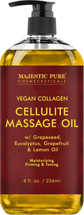 Majestic Pure Anti Cellulite Massage Oil for Massage Therapy - Refreshing, and Relaxing - Natural Oils with Vegan Collagen, Stem Cells & Cellulite Cream - All Skin Types - Men and Women - 8 fl oz-Ruum Studio Home