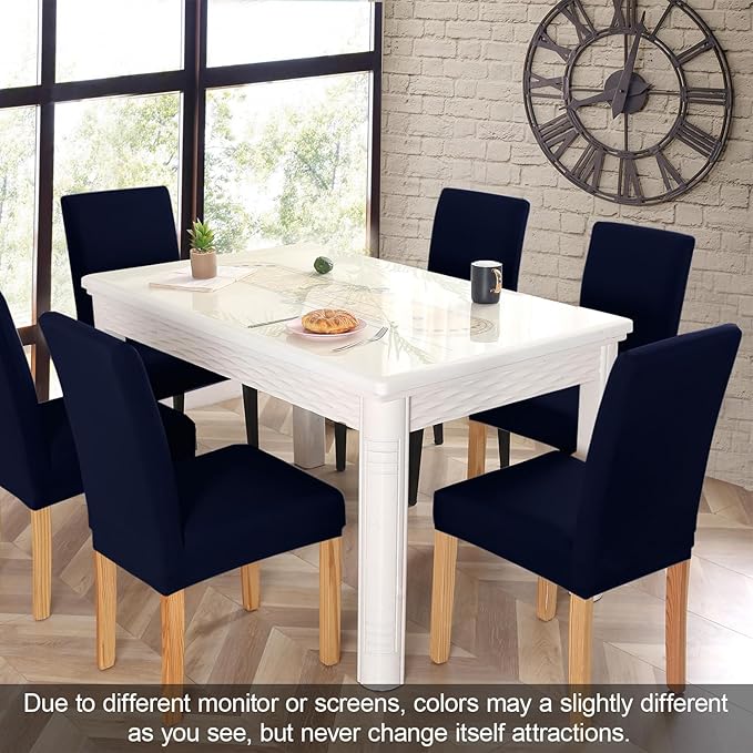 JQinHome 6 Pcs Dining Chair Slipcover,High Stretch Removable Washable Chair Seat Protector Cover for Home Party Hotel Wedding Ceremony (Navy Blue)-Ruum Studio Home